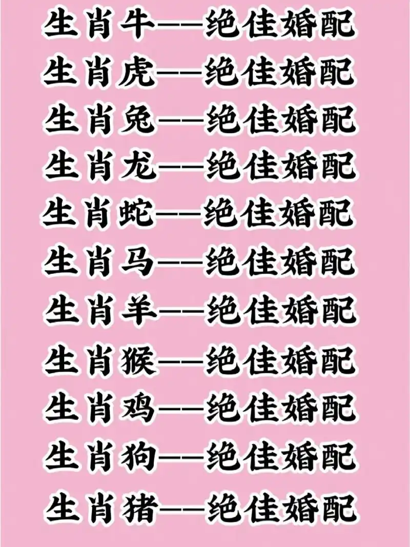 十二生肖最佳婚配表(下) 十二生肖的婚配表#冷知识# 准的让你害怕