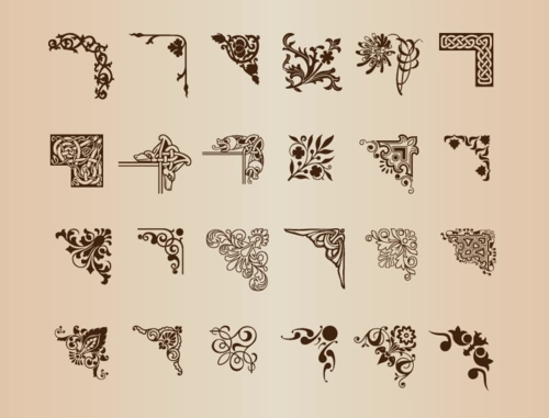 复古风格边角花边矢量素材 - 设计之家