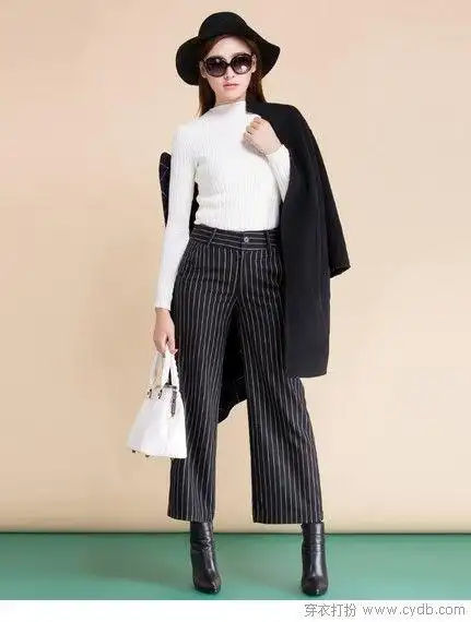 高腰竖条纹九分直筒裤 02,九分裤的最大作用是什么,就是显腿长