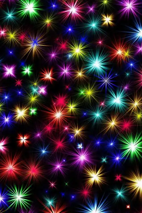 七彩星星,闪耀,黑色背景 5k