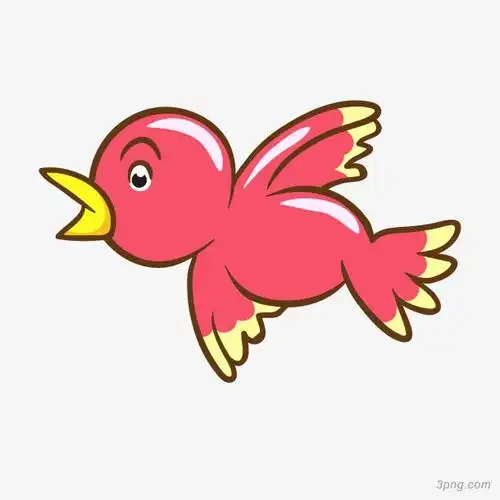 矢量卡通扁平飞行粉色小鸟创意免