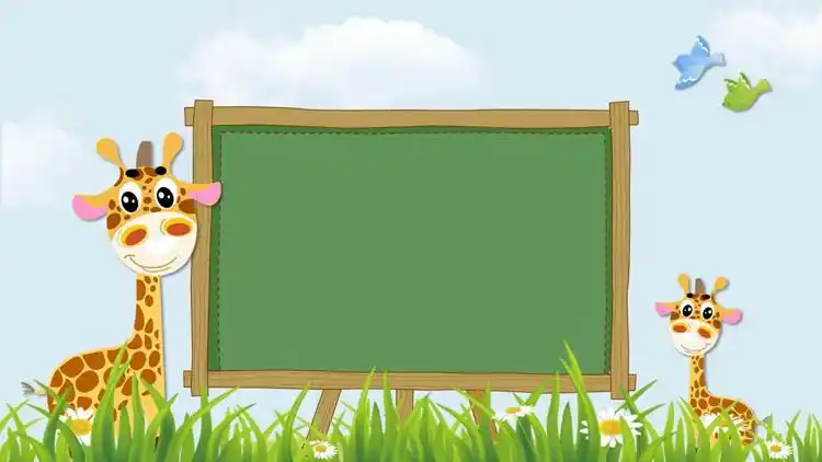 可爱卡通长颈鹿ppt背景图片