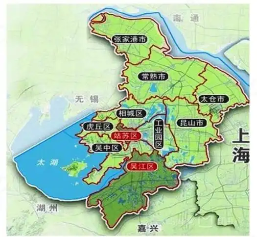 姑苏区位于苏州市中部,东与苏州工业园区相接,南与吴中区相邻,西与