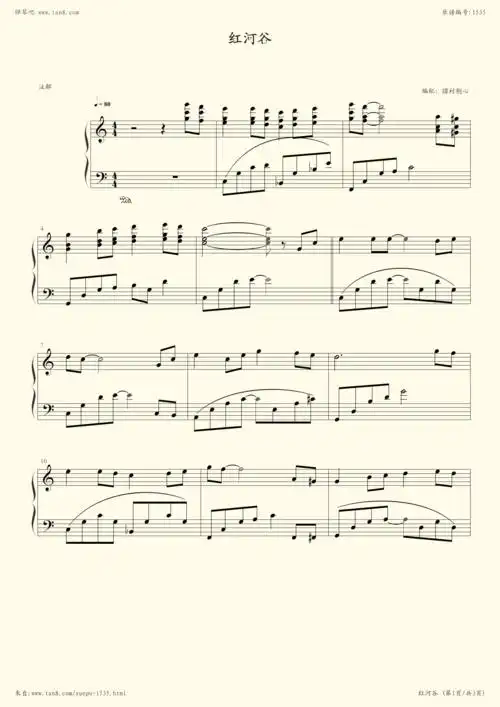 红河谷,钢琴谱》世界名曲|弹琴吧|钢琴谱|吉他谱|钢琴曲|乐谱|五线谱