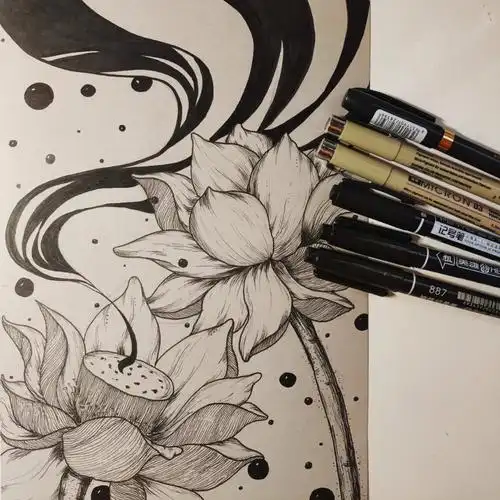 我就没有再去做背景装饰临摹于@头发卷卷在画画#线描  #黑白线描