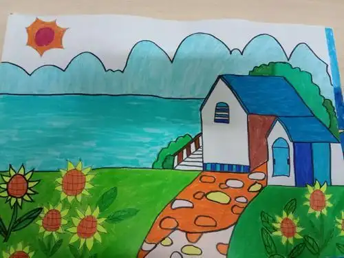 国画彩墨家园简笔画