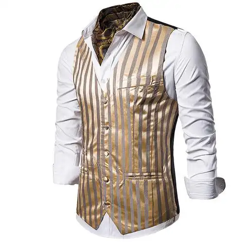 男士休闲西装马甲条纹背心外穿suit vest伴郎新郎装马甲秋款外贸