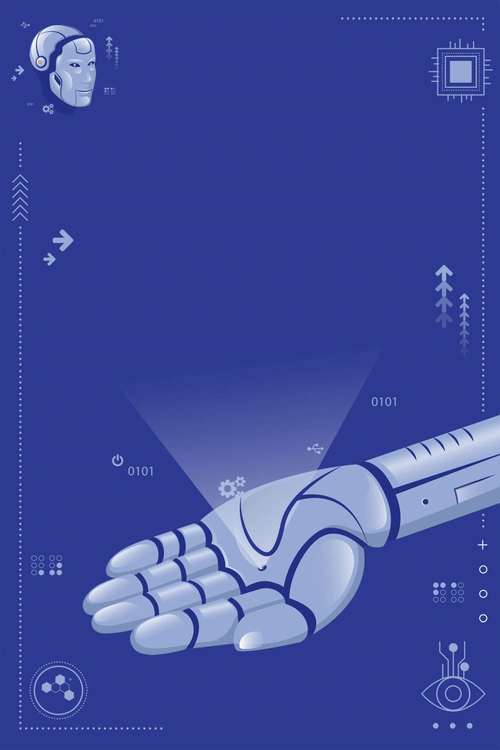 蓝色扁平智能机器人线框背景