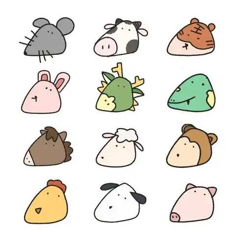 十二生肖简笔画三角形脸豆豆眼宇宙09