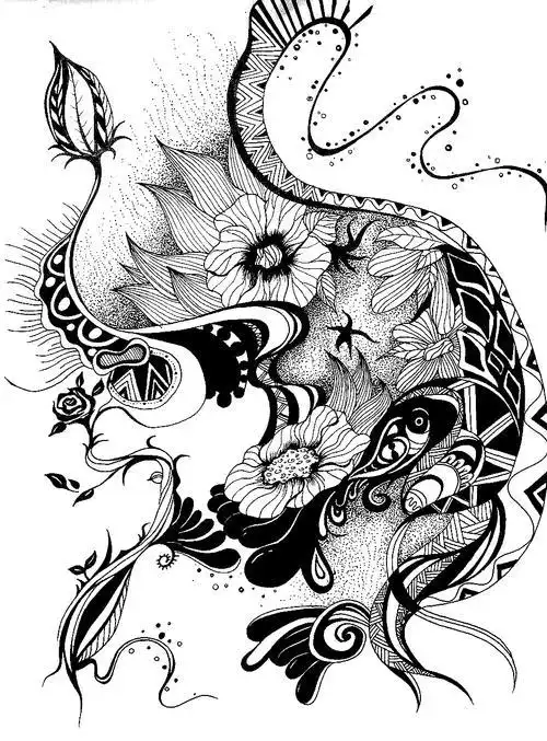 简笔画黑白对比