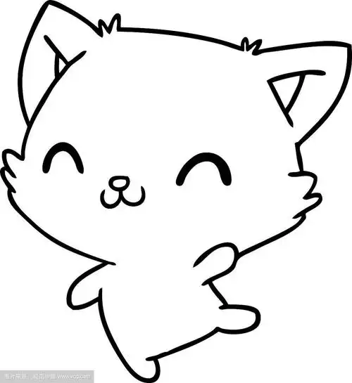 可爱的卡哇伊猫的线条画