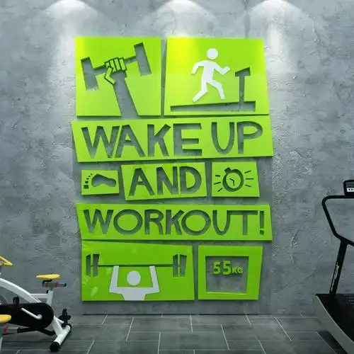 健身房墙贴纸体育运动拳击馆励志激励文字标语翅膀背景墙面装饰画