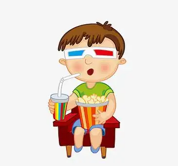 手绘卡通儿童看3d电影