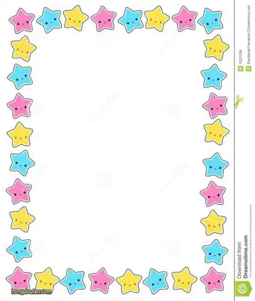 带有卡通小星星宝宝的a4纸张边框空白模板下载