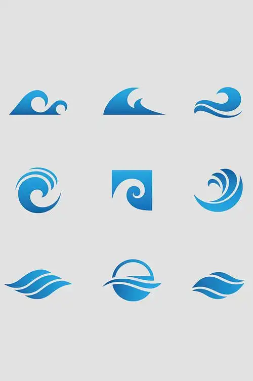 矢量浪花海水logo标志