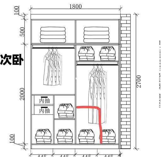 四门衣柜内部设计