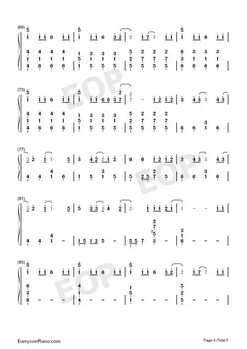 下坠falling-开口沉沦注定要单曲循环-抖音2019最火bgm双手简谱预览4