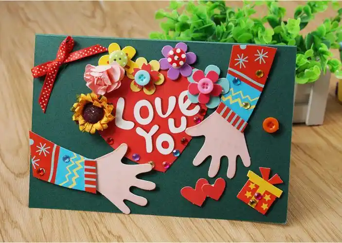 圣诞节贺卡diy制作材料包儿童创意立体手工感恩教师春节新年卡片