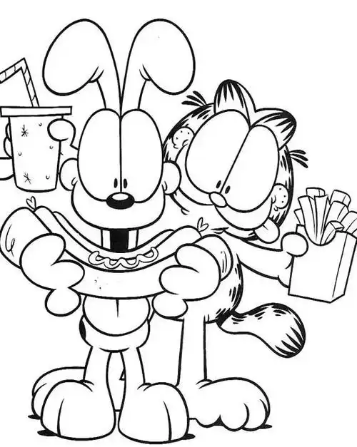 懒惰的加菲猫-手绘动漫人物简笔画 加菲猫简笔画