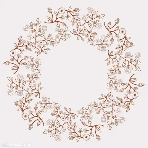 圆环,卡通鲜花,树叶花纹,叶子,潮流花纹,时尚花纹,装饰花纹,花纹花边