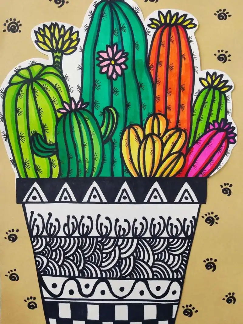 【创意儿童画】仙人掌·带步骤615~7岁