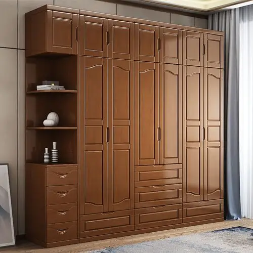 实木衣柜三四门五六门组合衣橱现代简约中式3456门衣柜卧室家具