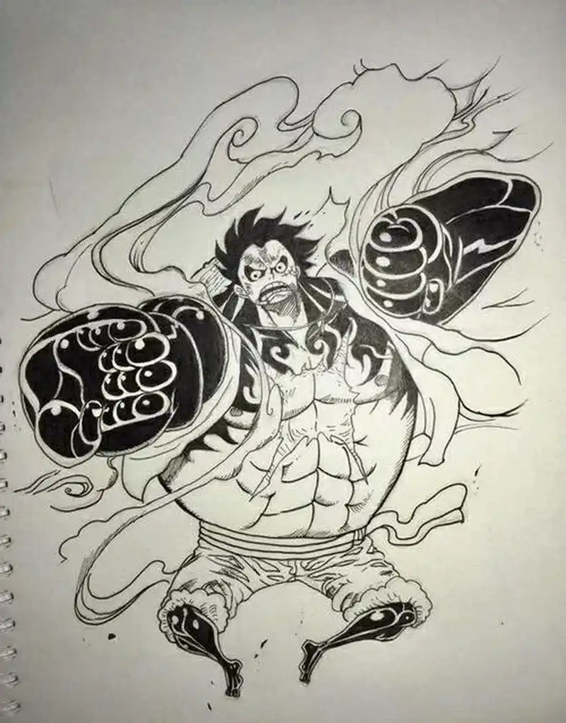 海贼王路飞四挡弹跳人绘画 这幅绘画比上一张蛇人画得更好了,求赞