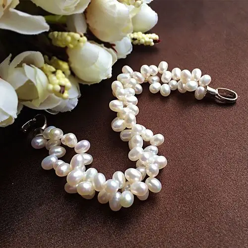 showyoung 琇莹 5-6mm秀气米形天然珍珠项链 珍珠手链 可做长款毛衣链