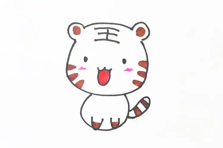 简笔画教程|画只可爱的小老虎在手抄报里, 给孩子收藏吧!_手机搜狐网