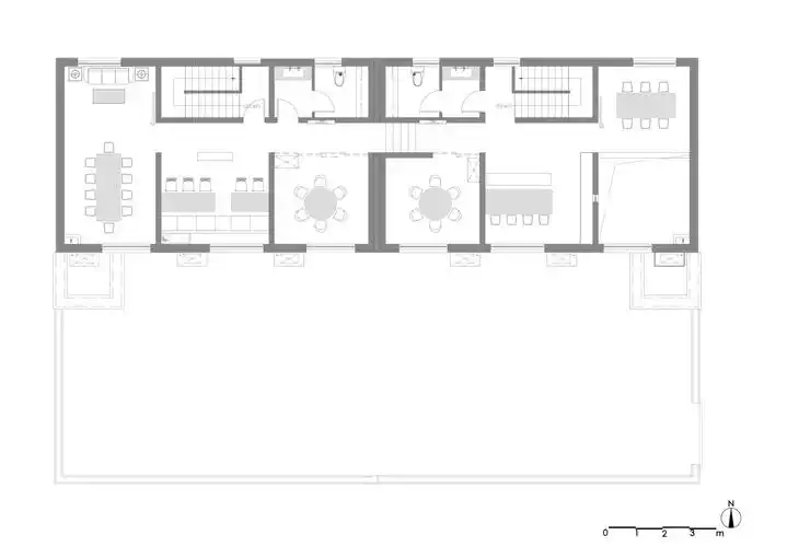 三时享院 / 谜舍设计工作室 ,二层平面图
