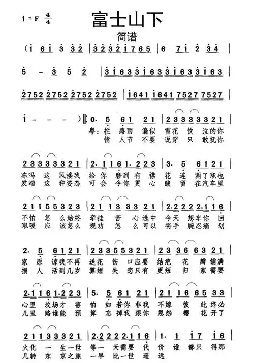 富士山下简谱-虫虫乐谱