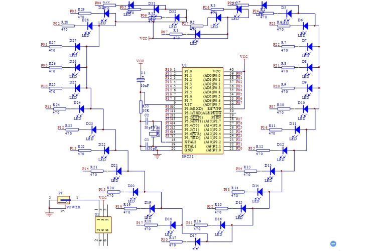 led心形流水灯电路原理图资料免费下载