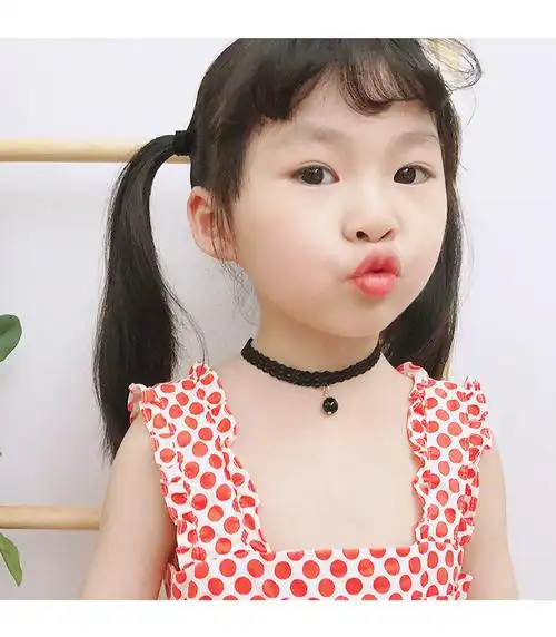 韩国时尚女童项链配饰儿童公主颈链装宝宝锁骨链脖子颈带项圈 7#两小