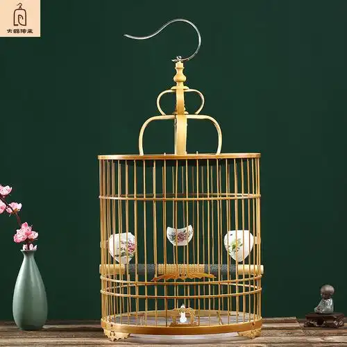 鸟笼画眉配件手工竹制封顶画眉鸟大画笼子全套鸟笼