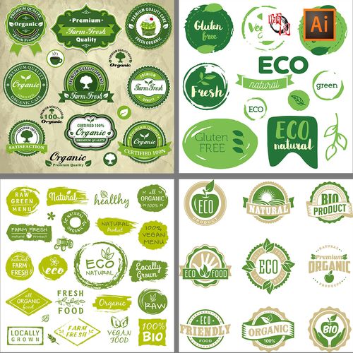 绿色叶子茶叶植物生态环保徽章logo图标ai矢量设计素材