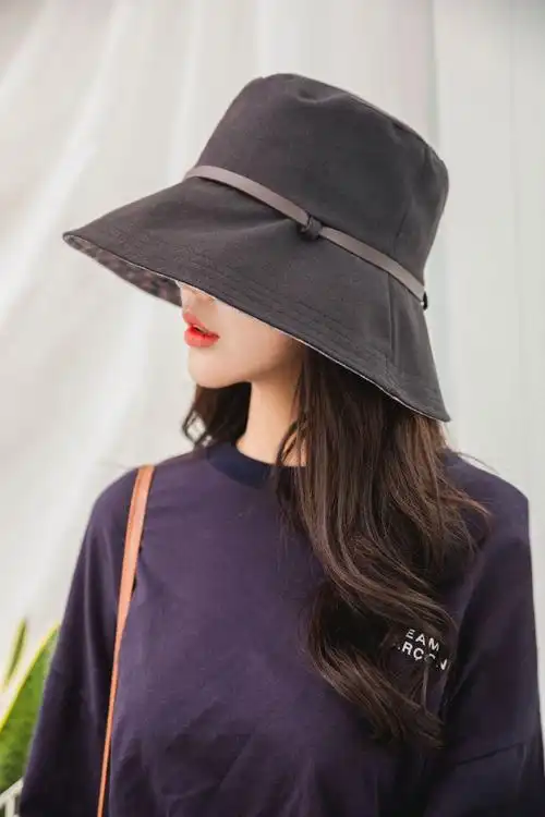 帽子女春秋调节渔夫帽日系韩版文艺百搭夏季遮阳防晒沙滩太阳潮帽