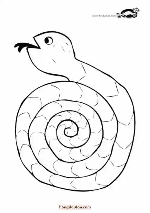 5张花蛇蟒蛇卡通儿童简笔画蛇的涂色图片