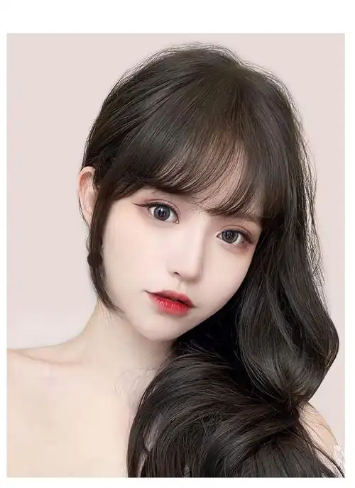 唐妮空气刘海假发片女八字刘海假发圆脸修脸法式刘海逼真自然假发发片