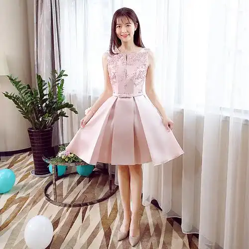 伴娘服短款春夏季韩版宴会修身连衣裙姐妹裙毕业小礼服女