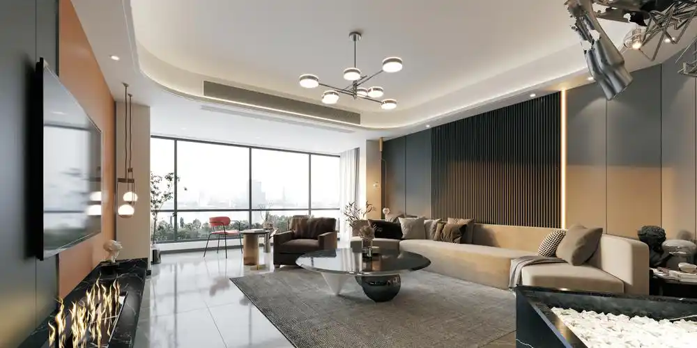 现代轻奢风格装修漂亮上档次棕调的高级感