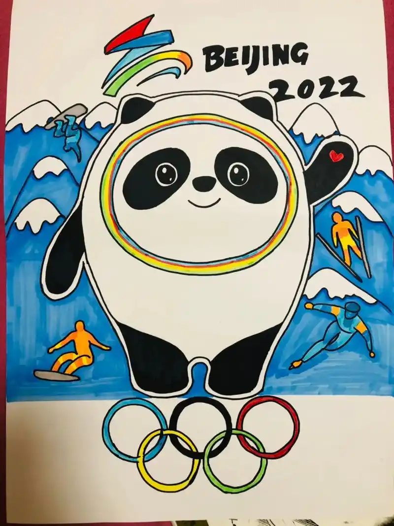 儿童画分享 #冰墩墩和雪容融#简笔画 冰墩墩可爱还是雪容融 - 抖音