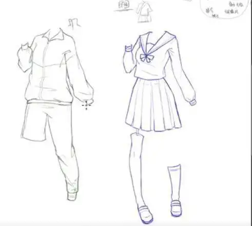 中国校服的画法谁说咱们校服丑了中式校服简笔画 第1页简笔画 手绘