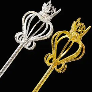 魔法棒权杖金属手杖公主女王魔杖儿童仙女棒法杖玩具金色魔法杖