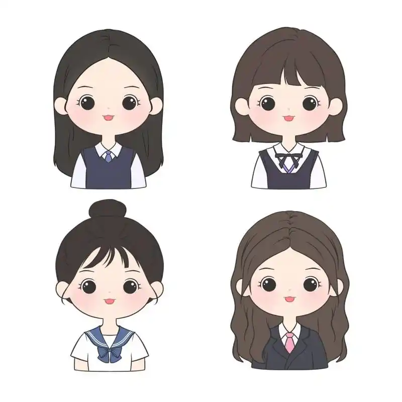 q版简笔|简笔画证件照女生篇