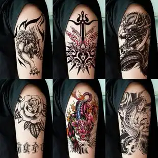 半臂纹身贴 防水防汗男女持久手臂个性龙虎鹰花臂图腾仿真刺青