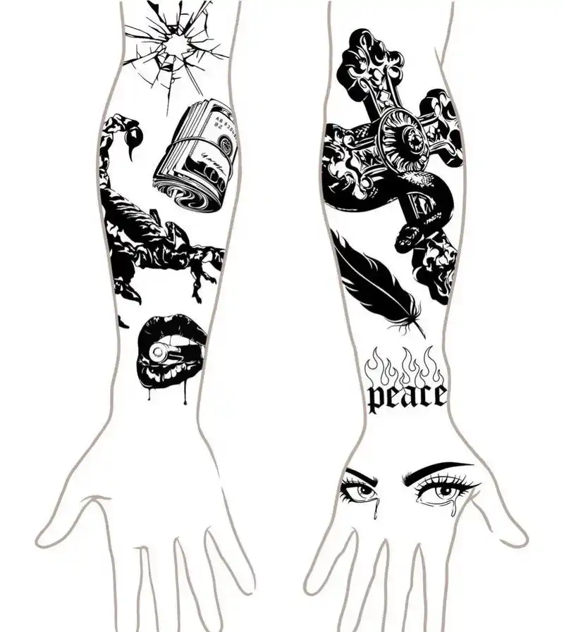 黑白拼接小图素材.#北京纹身 #拼接花臂 #blackwor - 抖音