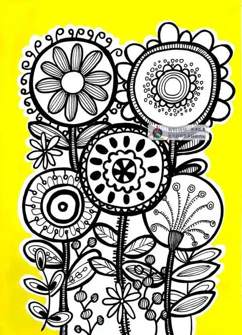 美丽的花怎么画,一株花怎么画简单又漂亮(线描画——春回大地)