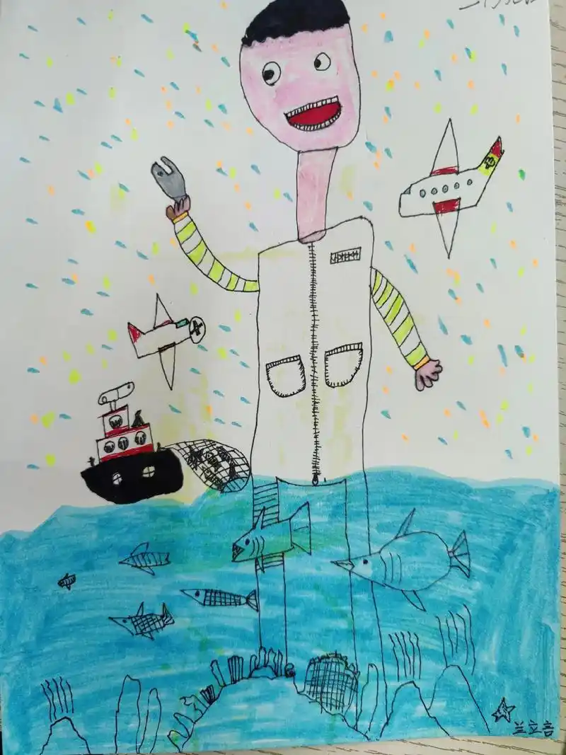 二年级《顶天立地》,太可爱了!#童心童画 #爱画画的孩子 - 抖音