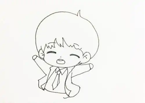 上面就是帅气男孩简笔画的绘画教学了,我们在对小男孩进行绘画时,重点