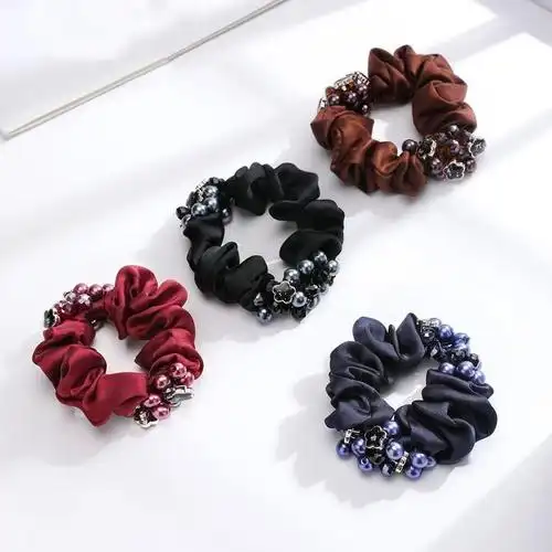 全珍珠藏蓝色 头发绳扎马尾女士简约气质韩国头绳盘发皮筋大人蓝色ins